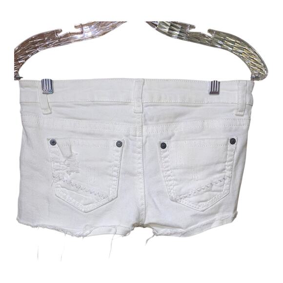 VANILLA STAR JEANS Distressed Shorts Juniors Sz3 White Short Shorts Embellished - Picture 2 of 5